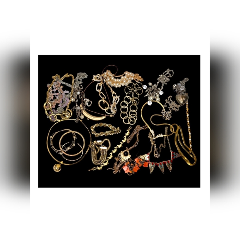 Jewelry GrabBag Costume Silver tone Bronze Golden Vintage To Modern Rhinestones